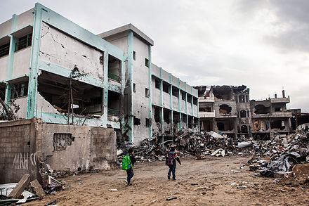 Damaged UN school and remmants of the Ministry of Interior in Gaza City, December 2012