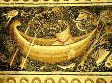 The mosaic tiles of this human figure in the Saint Stephen Church in Umm Er-Rasas in Jordan have been rearranged by aniconists. Umm Rasas Fisherman.JPG