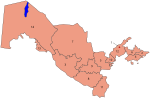 Mappa con le provincie uzbeke numerate