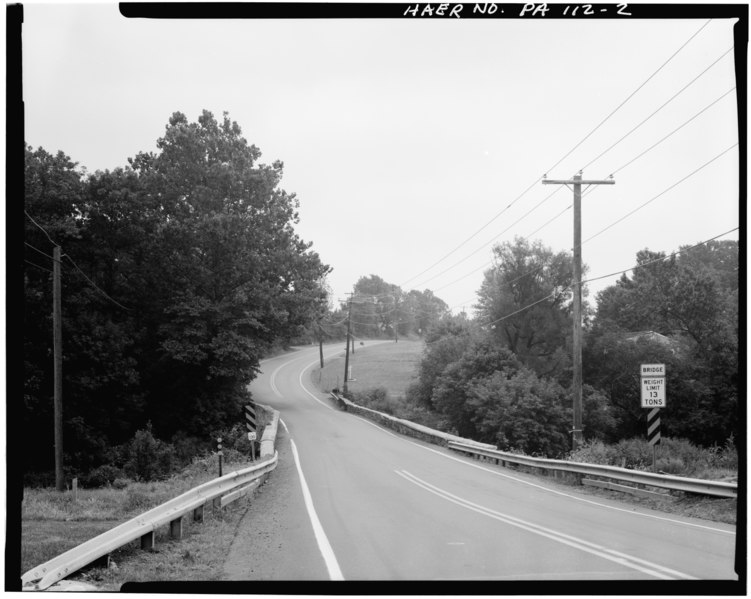 File:VIEW OF NORTH APPROACH, ALLENTOWN ROAD - Allentown Road Bridge, Spanning Skippack Creek on Allentown Road, Franconia, Montgomery County, PA HAER PA,46-FRANC,1-2.tif