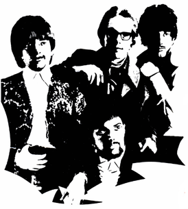 Vanilla Fudge в 1968 году. Слева направо: Винс Мартелл, Тим Богерт и Кармин Эппис. Внизу Марк Стейн.