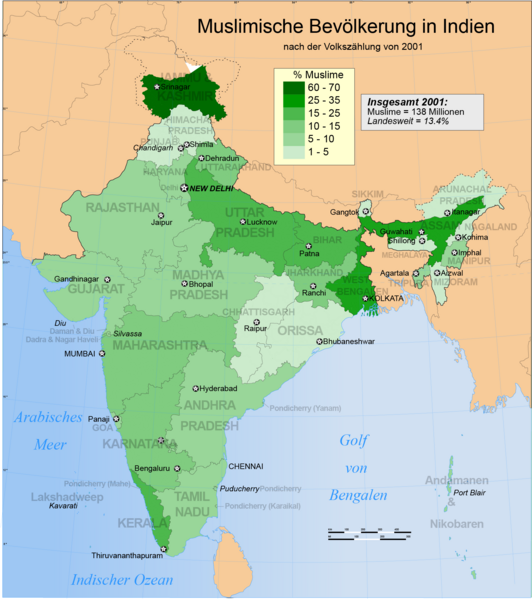 File:Verbreitung des Islam in Indien 2001.png