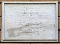 Via Gino Capponi 26, palais de Gino Capponi, plaque à Giuseppe Giusti, 1894.jpg