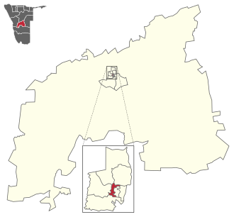 John Pandeni constituency (red) in the Khomas Region (yellow) Wahlkreis John Alfons Pandeni (2014).svg