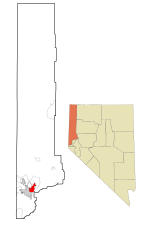 右: ネバダ州におけるワショー郡の位置 左: ワショー郡におけるスパークスの市域の位置図