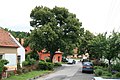 Čeština: Obec Závist v okrese Blansko. Průhled ulicí na náves, od jiho-jihozápadu. English: Závist (Blansko District), Czech Republic. The village green.