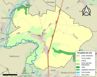 Barevná mapa znázorňující využití půdy.