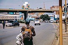 Hitchhiker looking for transport in Maboneng, Johannesburg 1. Looking for Transport in Maboneng, Johannesburg, South Africa.jpg