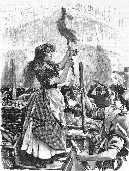 «La Sarasate arengando a las verduleras en la plaza de la Cebada» (1892).