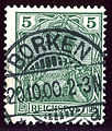 5 Pfg issue 1900, cancelled at BORKEN on 20-10-1900. Mi55