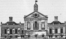 The old vestry hall in Chelsea Manor Gardens, part of the Chelsea Town Hall complex, the location of the register office, from Encyclopaedia Britannica, 1911 1911 Britannica-Architecture-Chelsea Town Hall.png