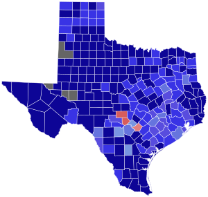 1918 United States Senate election in Texas results map by county.svg