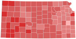 1992 United States Senate election in Kansas results map by county.svg