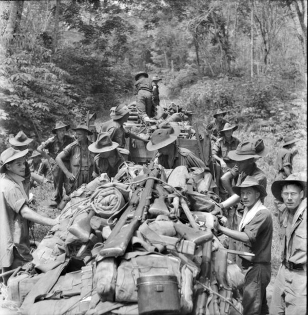 Troops from the 2/32nd Battalion on Borneo, July 1945