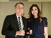 Gimenez interviewing the 38th President of Brazil, Jair Bolsonaro (6 May 2019)