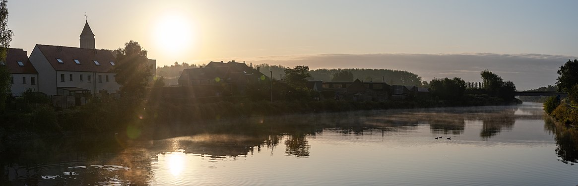 Early morning view of the village of Vaulx, Tournai, Belgium