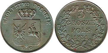 3 grosze polskie 1831 Królestwo Polskie