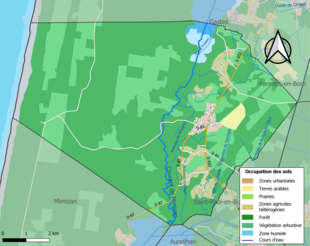 Barevná mapa znázorňující využití půdy.