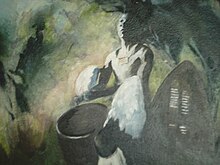 Painting of Zulu with drums used originally for media purposes in the days of the existence of the African Mirror film reels and Killarney Film Studios Africanmirrorpainting.jpg