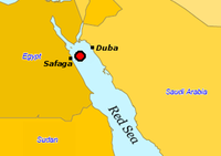 The reported point where the ship was last observed by coastal radar Al-Salam Boccaccio sinking in Red Sea.png