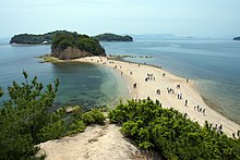 Angel Road connecting smaller islands to Shōdoshima at low tide