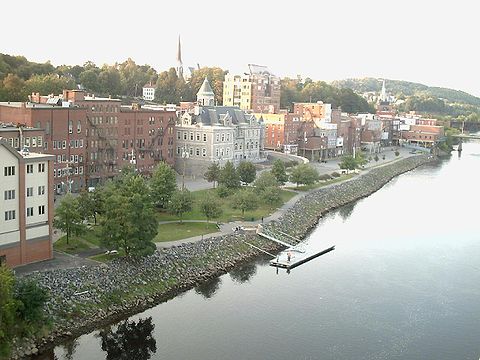 The Kennebec River flowing past downtown Augusta