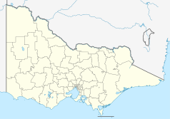 Mapa konturowa Wiktorii, na dole znajduje się punkt z opisem „University of Melbourne”