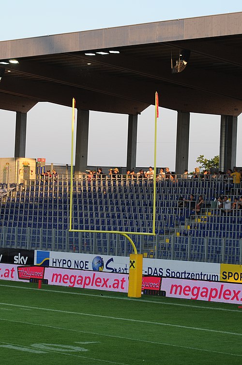 A set of gridiron football goal posts—two uprights (vertical) and a crossbar (horizontal)