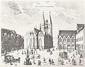 Kupferstich der Martinikirche mit drittem Turm und Dachreiter (1776)