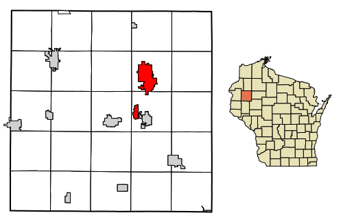 Location of Rice Lake in Barron County, Wisconsin.