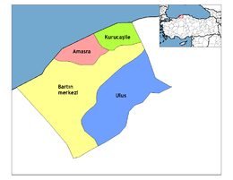 Mapa dos distritos da província de Bartın