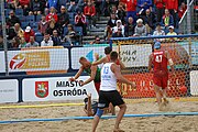 Deutsch: Beachhandball Europameisterschaften 2019 (Beach handball Euro); Tag 6: 7. Juli 2019 – Spiel um Platz Drei, Männer, Ungarn-Russland 2:0 (26:20, 23:22) English: Beach handball Euro; Day 6: 7 July 2019 – Men's Bronze Medal Match – Hungary-Russia 2:0 (26:20, 23:22)