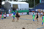 Deutsch: Beachhandball Europameisterschaften 2019 (Beach handball Euro); Tag 3: 4. Juli 2019 – Männer, Platzierungsrunde Gruppe III, Slowenien-Türkei 0:2 (18:18, 22:23) English: Beach handball Euro; Day 3: 4 July 2019 – Men Consolation Round Group III – Slovenia-Turkey 0:2 (18:18, 22:23)