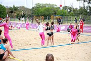 Deutsch: Beachhandball bei den Olympischen Jugendspielen 2018; Tag 5, 10. November 2018; Mädchen, Platzierungsrunde - Russland-Türkei 2:0 English: Beach handball at the 2018 Summer Youth Olympics at 11 October 2018 – Girls Consolation Round – Russland-Turkey 2:0