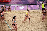 Deutsch: Beachhandball bei den Olympischen Jugendspielen 2018; Tag 6, 12. Oktober 2018; Mädchen, Hauptrundenspiel – Chinese Taipei (Taiwan)-Argentinien 1:2 English: Beach handball at the 2018 Summer Youth Olympics at 12 October 2018 – Girls Main Round – Chinese Taipei (Taiwan)-Argentina 1:2