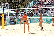 Deutsch: Beachvolleyball bei den Olympischen Jugendspielen 2018; Tag 9, 15. Oktober 2018; Mädchen, Viertelfinale: USA-Spanien 2–1 (21–19/17–21/15–9) English: Beach volleyball at the 2018 Summer Youth Olympics at 15 October 2018 – Girls Quarterfinals: USA-Spain 2–1 (21–19/17–21/15–9)