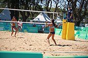 Deutsch: Beachvolleyball bei den Olympischen Jugendspielen 2018; Tag 8, 14. Oktober 2018; Mädchen, Achtelfinale – Mexiko-China 0:2 (15–21/16–21) English: Beach volleyball at the 2018 Summer Youth Olympics at 14 October 2018 – Girls Round of 16 – Mexico-China 0:2 (15–21/16–21)