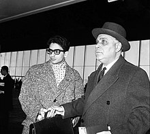 Bernardo Mattarella and his son Sergio Mattarella, the future president of Italy, in 1963
