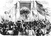 Illustrirte Zeitung, Leipzig, Nr. 246, 18. März 1848, 187. Lamartines Sieg über die rote Flagge durch eine Rede zum Volk am 25. Februar 1848.