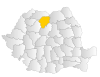 Map of Romania highlighting Bistriţa-Năsăud County