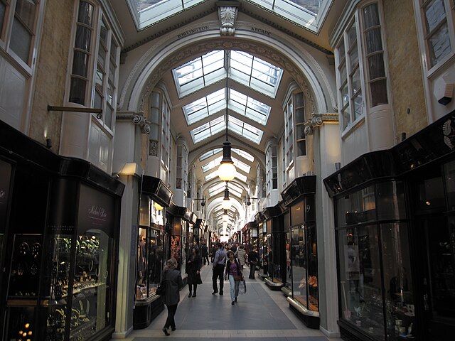 Shop fronts inside the arcade