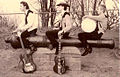 Cisco and his Dynamites als Trio 1964 auf dem Lüneburger Kalkberg, von links Cisco Berndt, Uwe Pelzer (mit Ciscos Cowboyhut), Uwe (Jimmy) Beckedorf