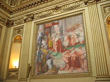 Fresco: Pius IV bekrachtigt de besluiten van het Concilie van Trente