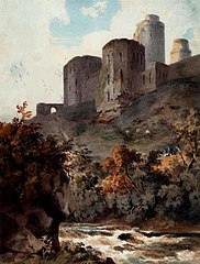 Castle above a Torrent - Cornelius Varley - ABDAG003553