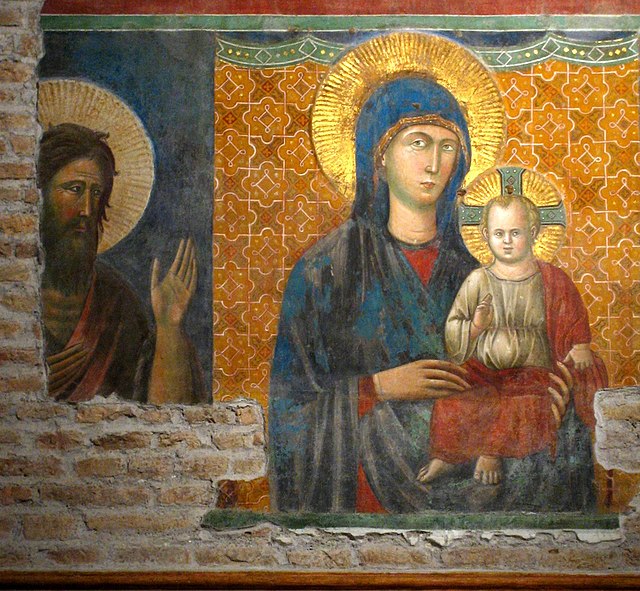 Fresco of Madonna and the Child by Pietro Cavallini.