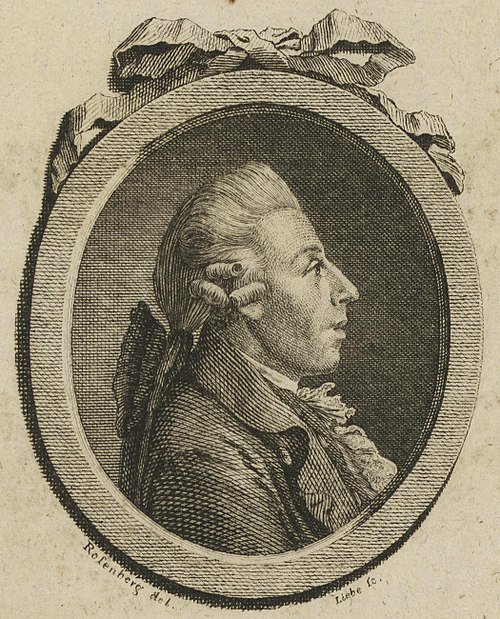 Christian Gottlob Neefe, one of Beethoven's first music teachers, depicted in a c. 1798 engraving