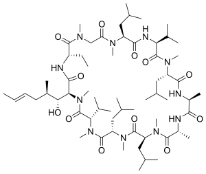 Fórmula estructural de ciclosporina.