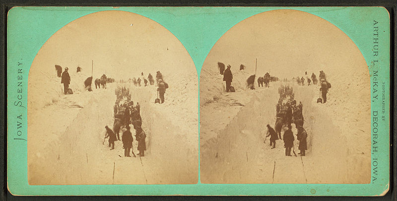 File:Clearing the track, showing "cut" through the drift, 12 to 15 feet deep, from Robert N. Dennis collection of stereoscopic views.jpg