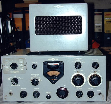 A Collins KWM-1, an early Amateur Radio transceiver that featured SSB voice capability