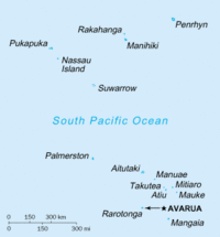 Map of Cook Islands with Suwarrow near the middle